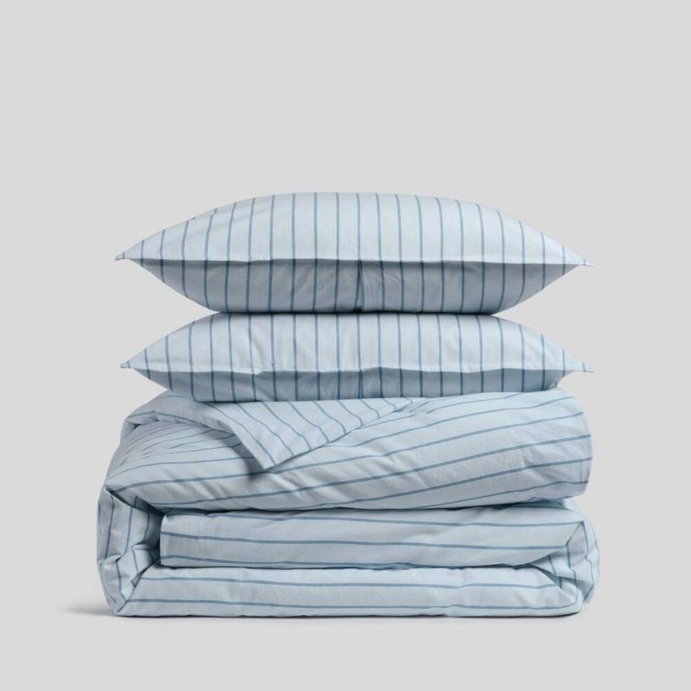 King/Cal King Organic Cotton Wide Stripe Duvet Cover Set Yacht Stripe